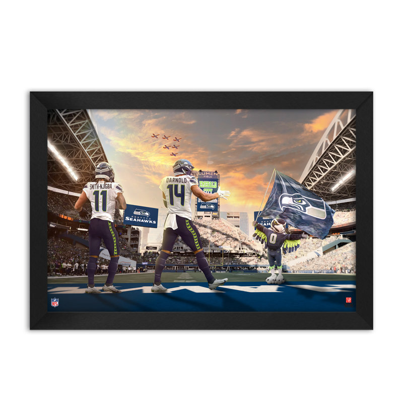 Impression encadrée 14" x 20" des Seahawks de Seattle (NFL) - 2 joueurs, NFL Seattle Seahawks