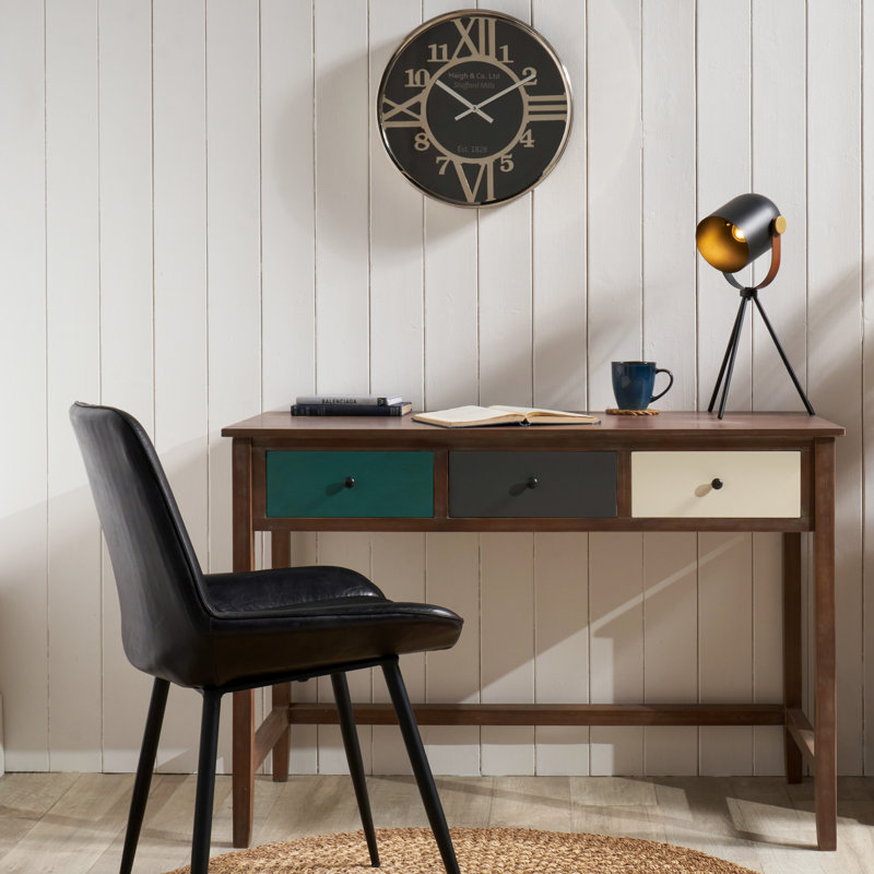 Zuria Solid Wood Solid Wood Writing Desk, Blue/Brown