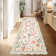 Farmhouse Floral Rug Washable Rug Non Slip Modern Scalloped Carpet, Soft Non Shedding Indoor Carpet, Low Pile Thin Foldable Printed Mat