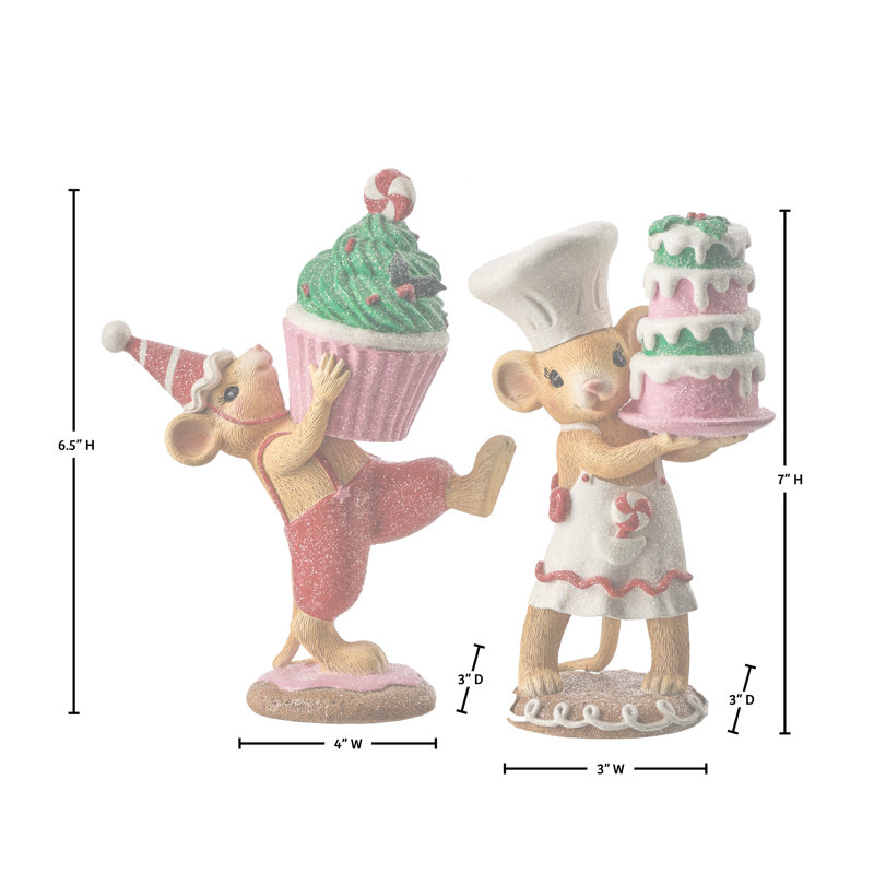 Ensemble de 2 gâteaux à souris en résine 7 po