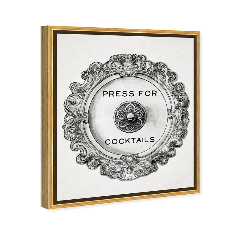 «Press For Cocktail», reproduction d'impression sur toile tendue, H 20 po x l 17 po, Cadre doré