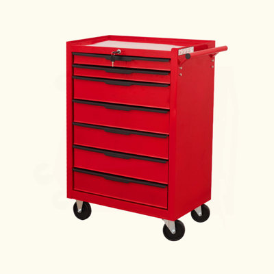 7-Drawer Rolling Tool Chest Cabinet, Large Capacity Metal  Tool Box With Wheels And Cylinder Locking, Roll Around Storage Organizer Tool Cart For Garage, Warehouse, Work Shop