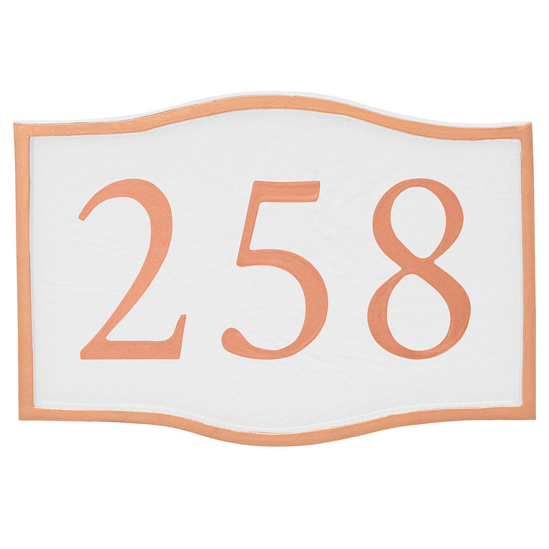 Plaque d'adresse murale 1 ligne Serif, Cuivre, Blanc