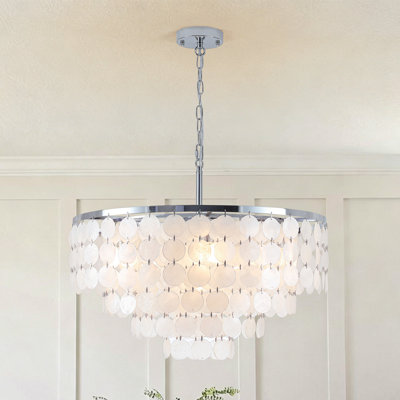 Dimmable Capiz Shell Tiered Chandelier