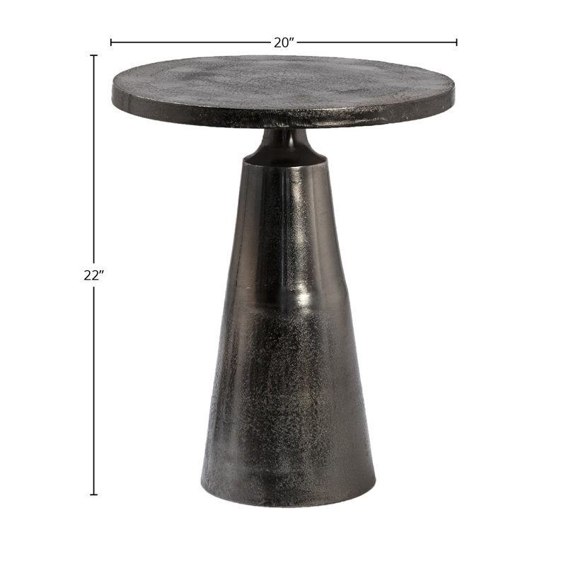 Strumm 20" Round Aluminum Black Nickel Pedestal Base Side Table