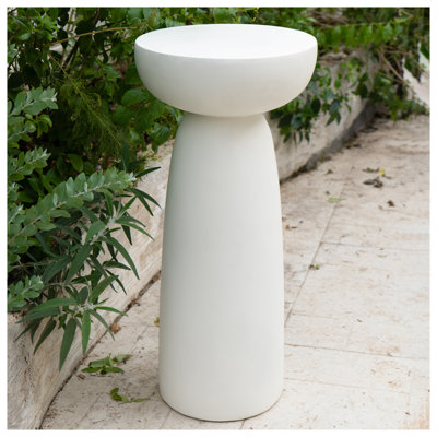 White Magnesium Oxide Plant Stand, 28 Inch Tall Indoor Outdoor Pedestal for Potted Plants and Sculptures