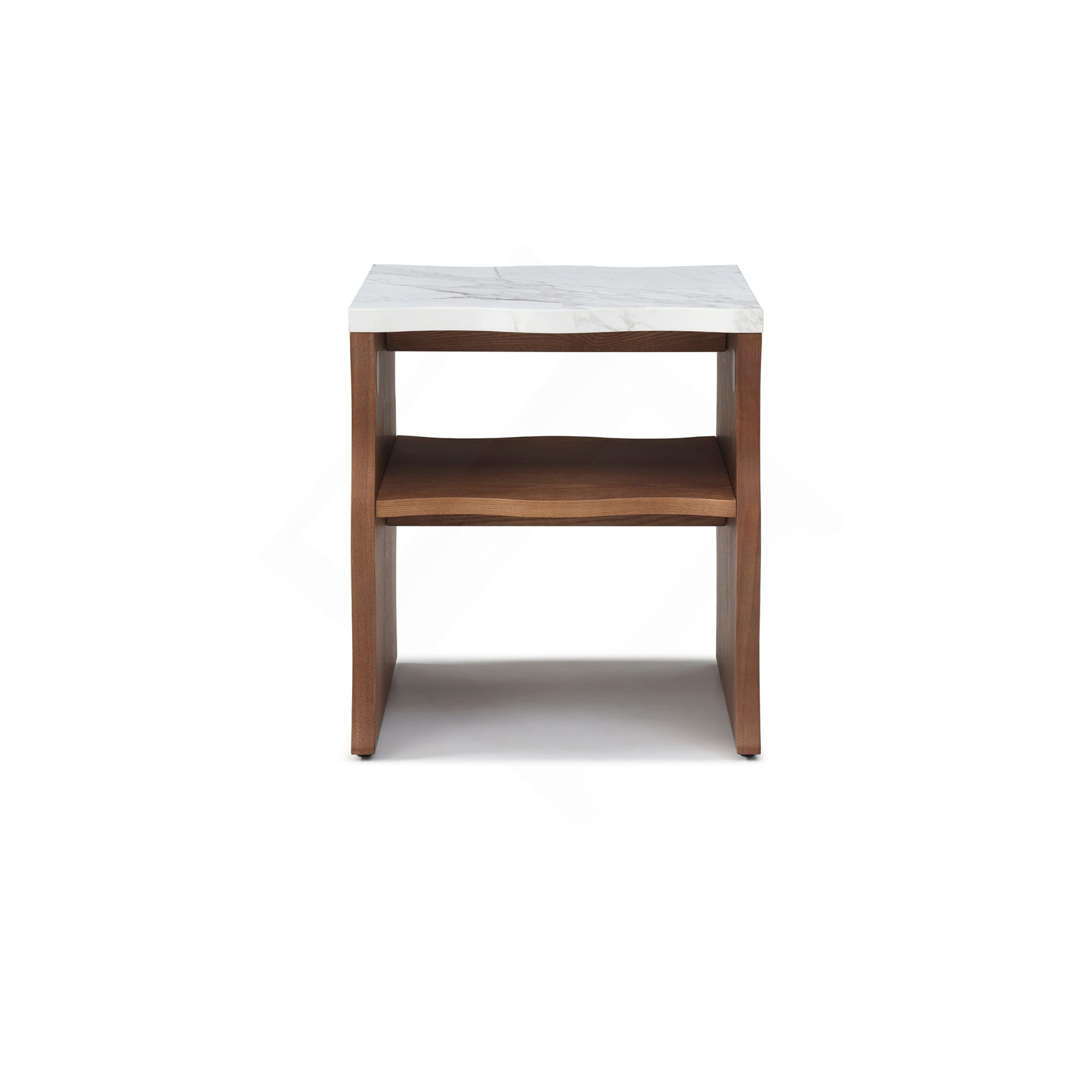 17" Marble Top Storage End Table, Walnut Brown