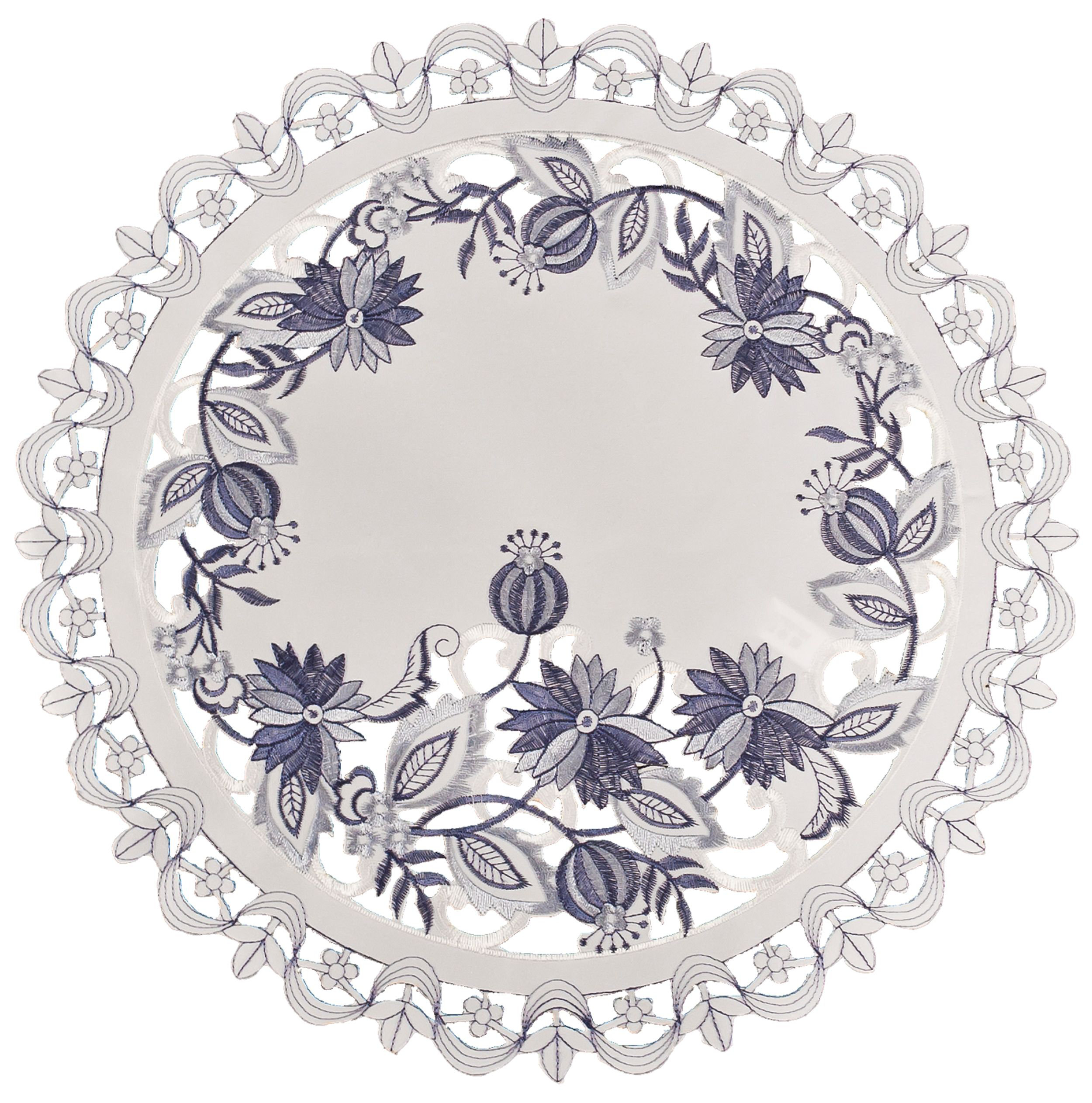 Ophelia & Co. Sherika Embroidered Delft Blue Onion Flower Place Mat
