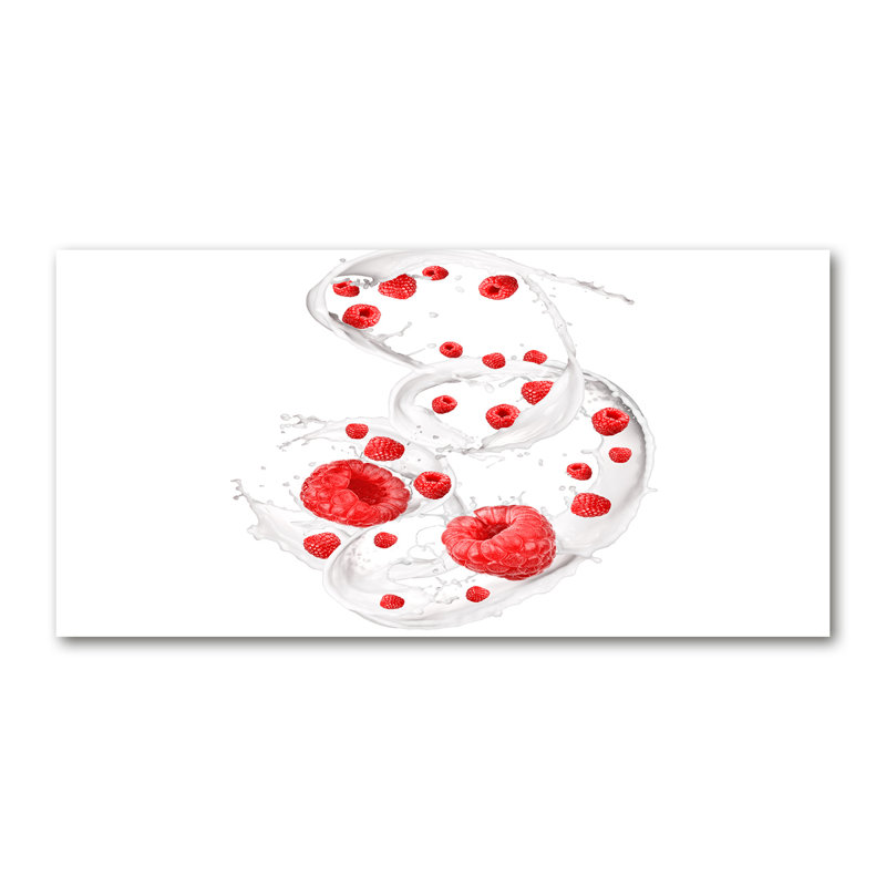 Raspberries With Milk - Wrapped Canvas Print