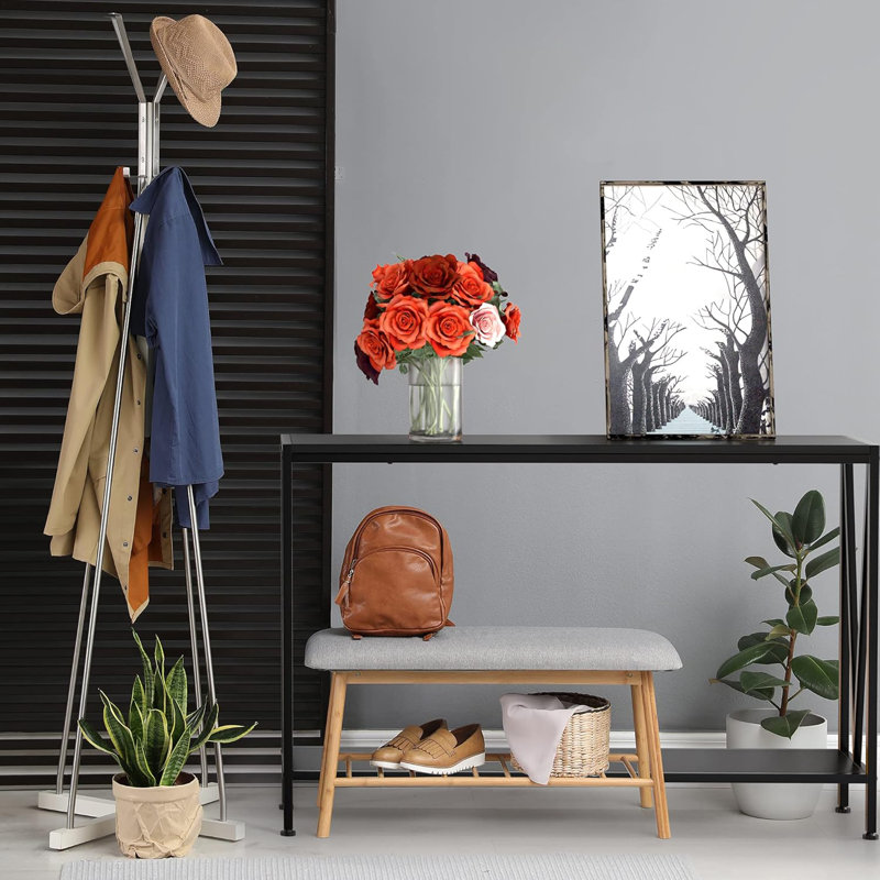 43" Industrial Narrow Console Table:2-Shelf Metal Hallway Table