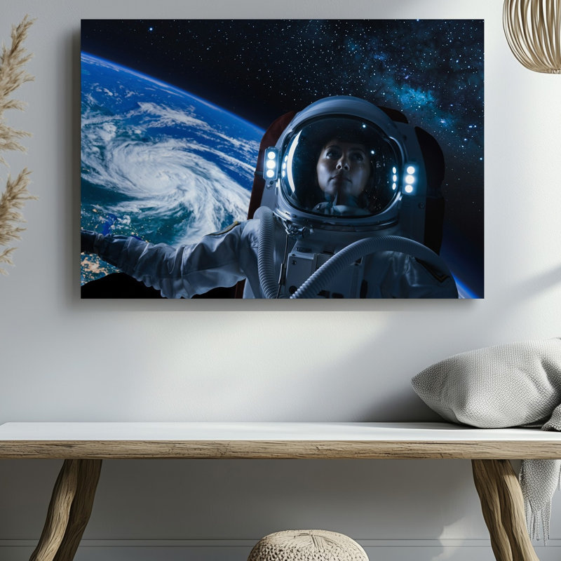 Toile dans l'étendue illimitée de l'espace «Un astronaute dans un art mural», H 18 po x l 24 po