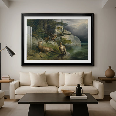 «Landscape: A Dead Stag with Two Eagles» par Frank Gauermann, toile tendue avec châssis, v. 1832