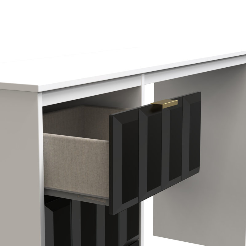 Besian 3 Drawer Desk  (Ready Assembled), Deep Black/White