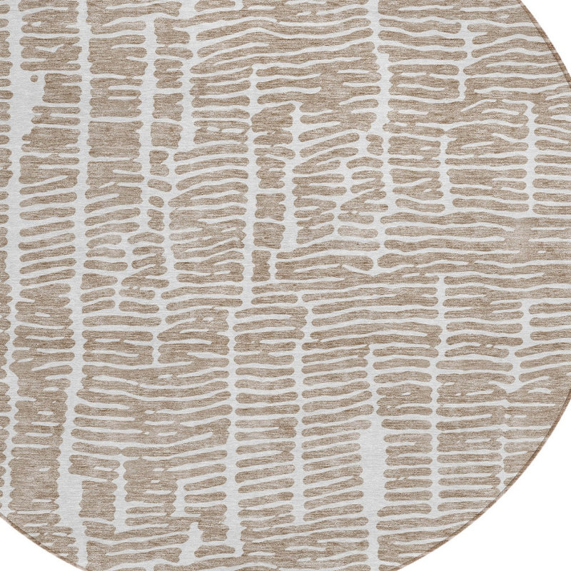 Tapis intérieur rond lavable abstrait ivoire 8 pi