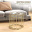Alazhia Round Coffee Table Set of 2 Glass Nest of Tables Gold Tone