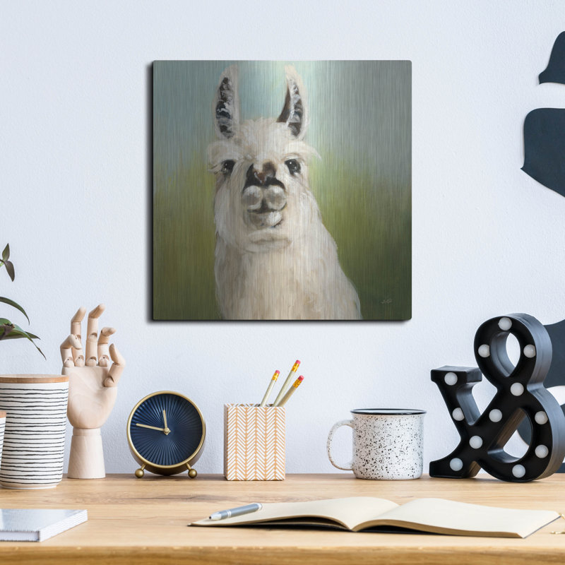 Art mural en métal «Whos Your Llama 1 C» par Julia Purinton, H 12 po x l 12 po