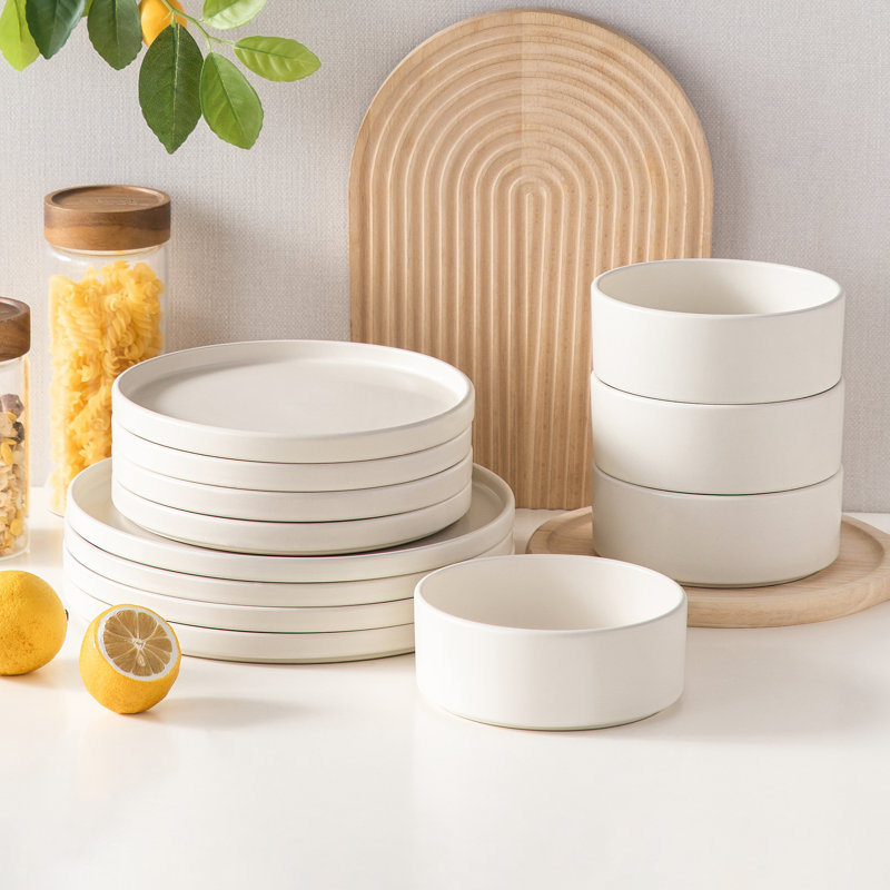 Piece Stoneware Dinnerware Set - Service for 8, Cream White