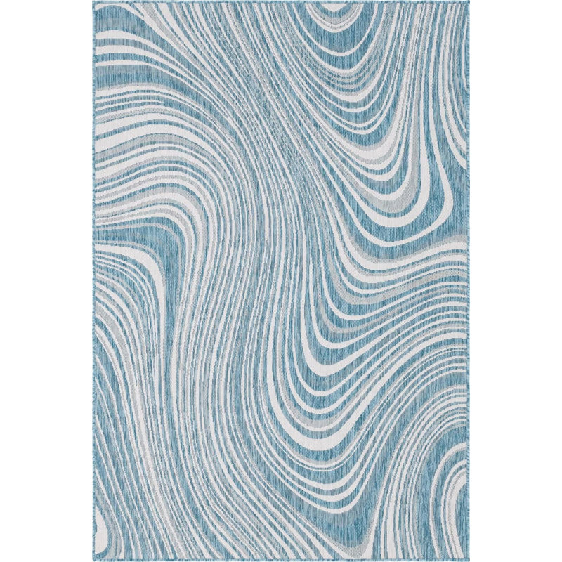 Outdoor Iris Area Rug Sky Color, Rectangle 6' x 9'