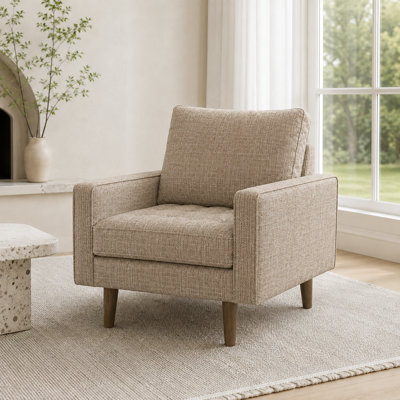 Mid-Century Modern Upholstered Square Arm Accent Chair