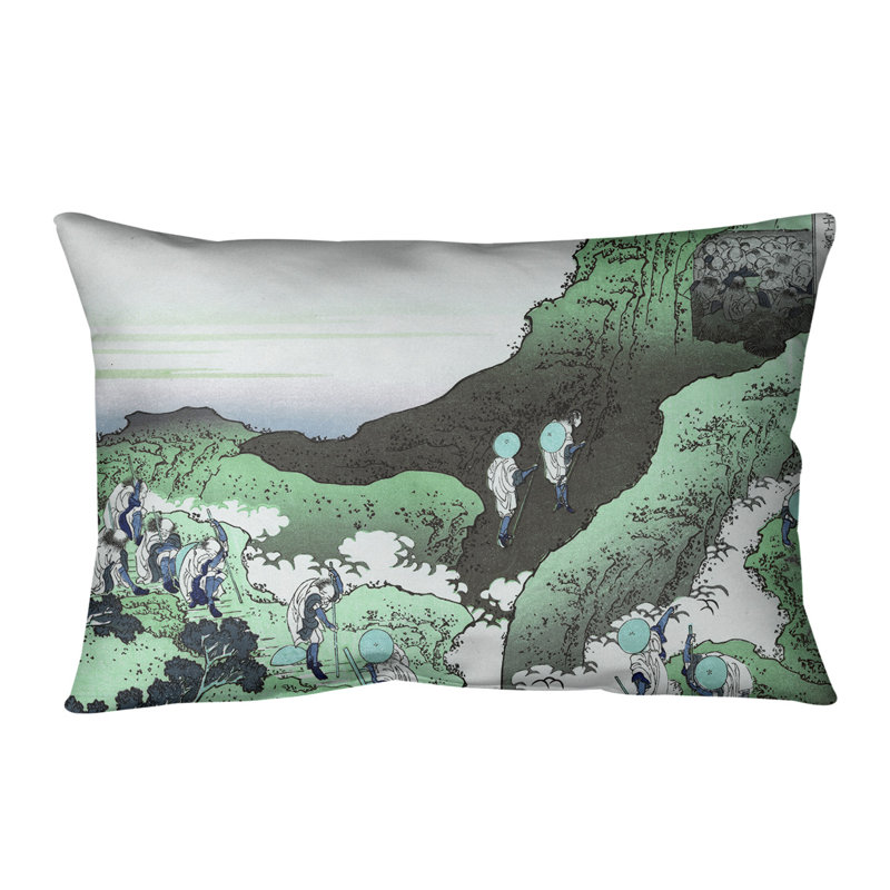 Coussin lombaire katsushika hokusai, escalade on mt. fuji, Vert