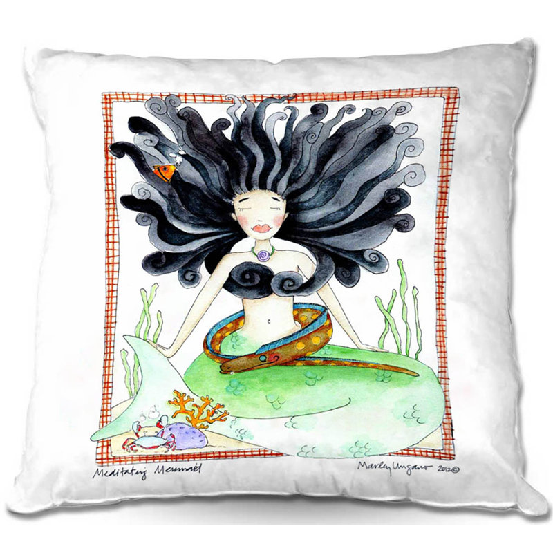  Housse et insert de coussin Couch Meditating Mermaid, 16 po x 1 po
