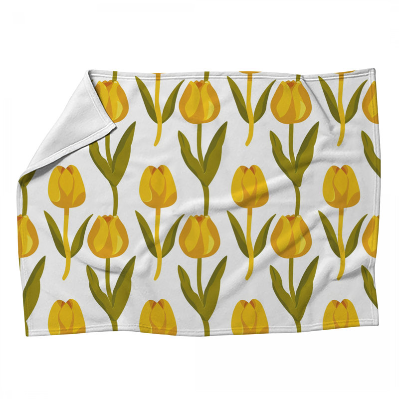 Jeté en molleton Tulips - Jetés floraux pour canapés ou lits, L 60 po x l 50 po