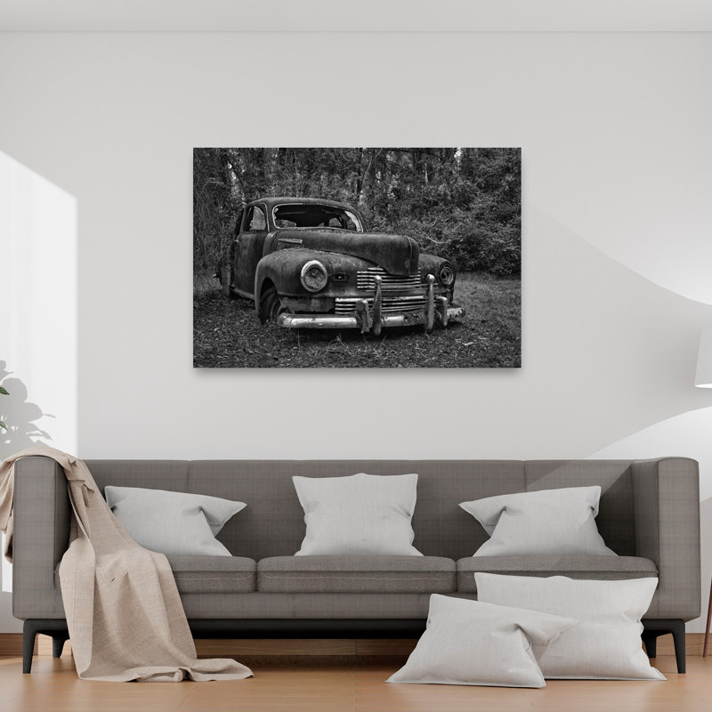 Voiture rétro oubliée, classique, rétro, forêt, nature, affiche murale, H 40 po x l 60 po