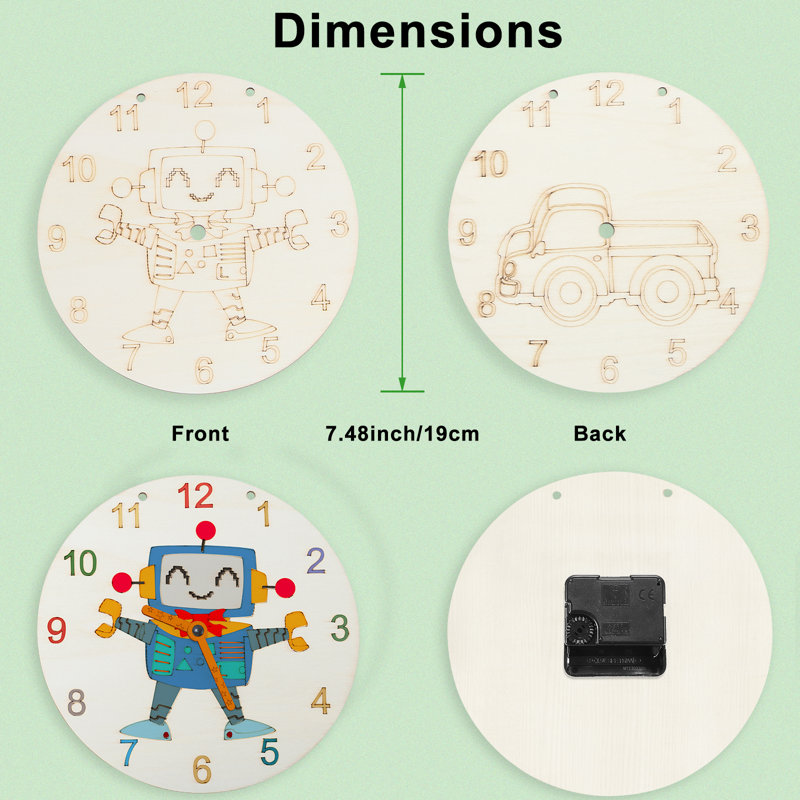 Kit de peinture d'horloge murale en bois pour enfants