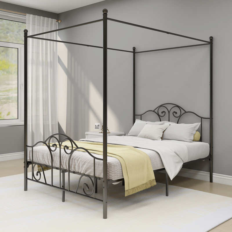 Canopy Metal Bed Frame, Black, Full