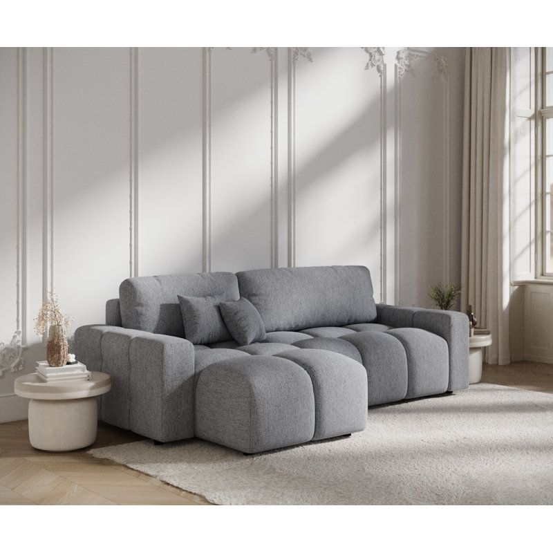 4 Seater Sofa Bed, Grey Polyester