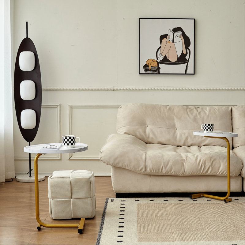 Table d'appoint polyvalente en forme de C - Idéale pour le salon et la chambre - Largeur : 29,6 cm - Style moderne - Hauteur : 60 cm