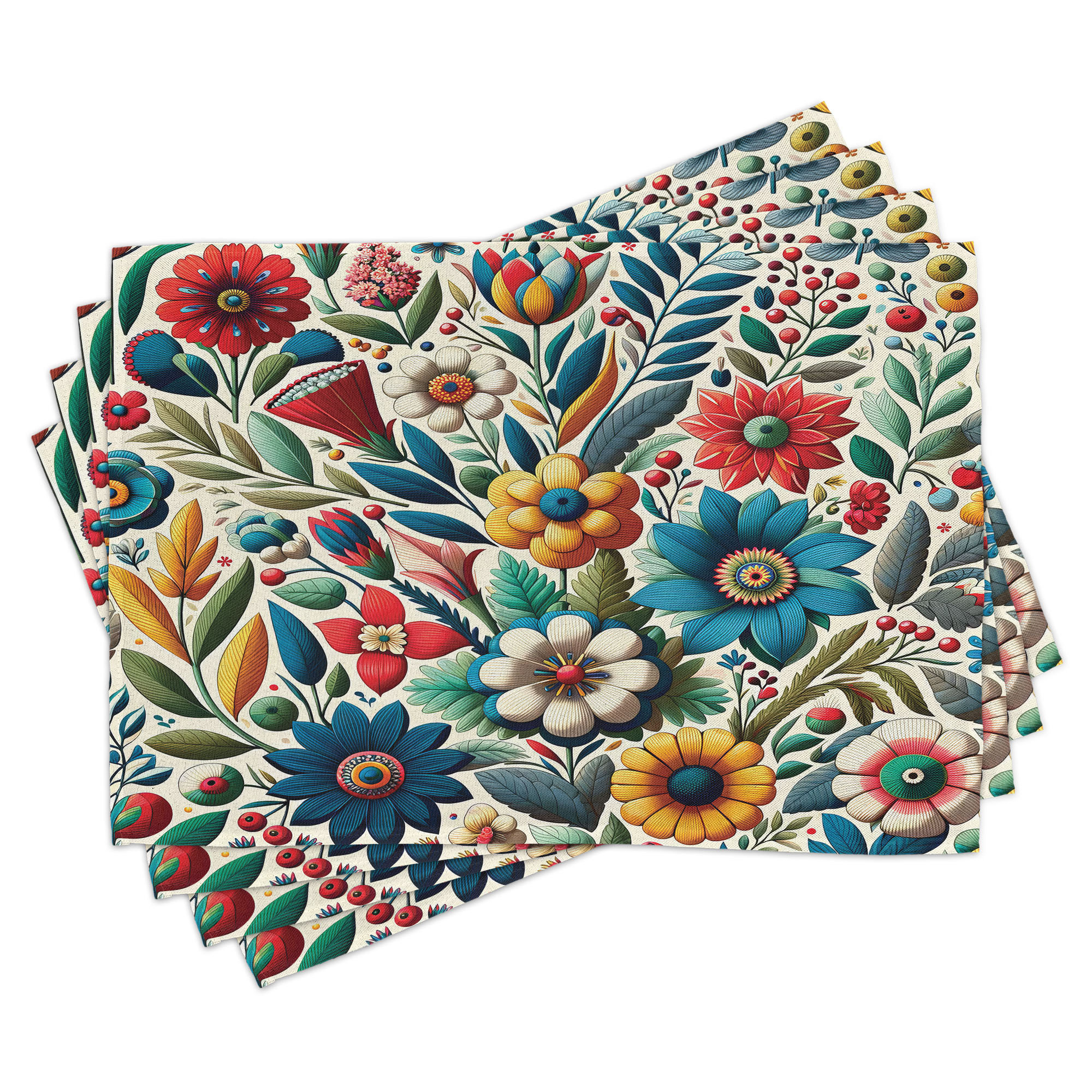 Ambesonne Colorful Place Mats Set of 4 Leafy Spring Floral Garden ...