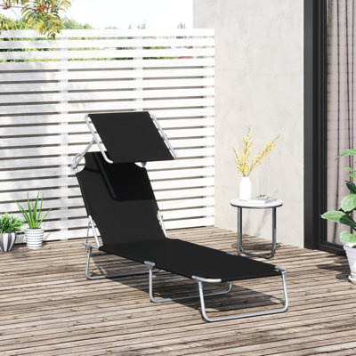 Fauteuil de bronzage près de la piscine avec dossier réglable et pliable - noir
