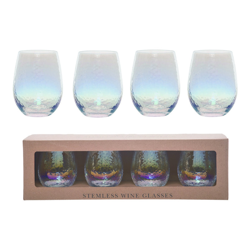 Ensemble de 4 verres multicolores de 18,7 po Orren Ellis Glass