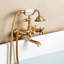 Clawfoot Tub Faucet, Wall Mount Bathtub Faucets with Handheld Shower, Vintage Brushed Gold Clawfoot Tub Filler Faucet Shower Kit with Adjustable Swing Arms & 360° Rotation Spout for Bathtubs-331857166