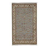Crown Wool Oriental Area Rug in Blue/Camel