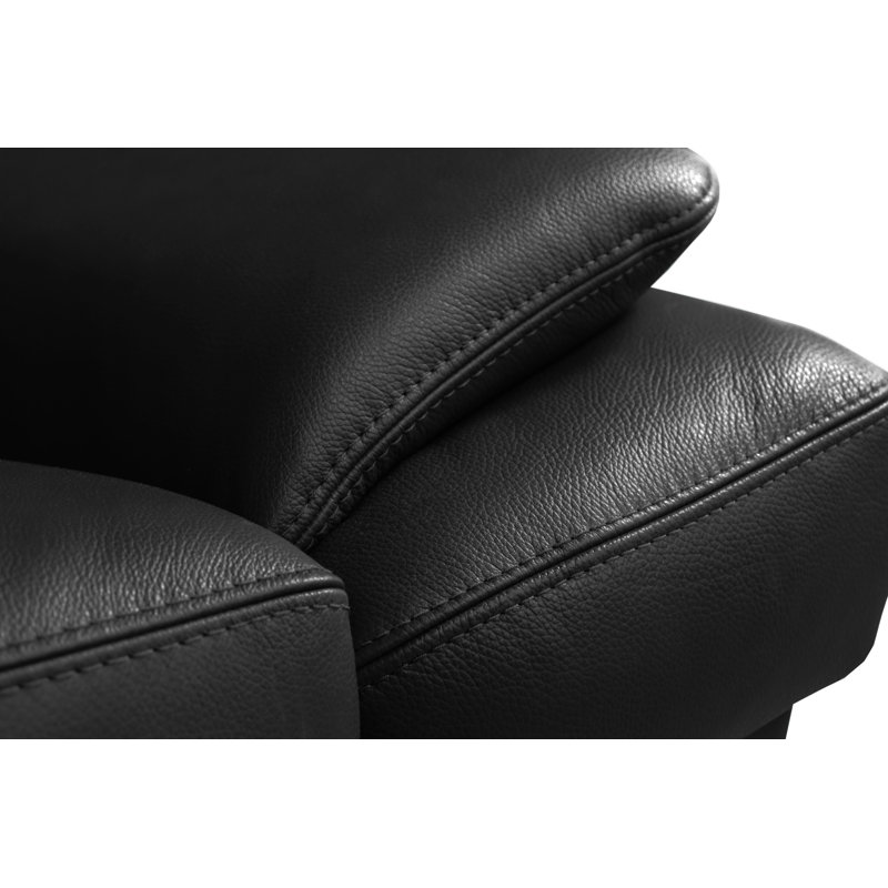 Genuine Leather Reclining Corner Sofa with Adjustable Headrests and Adjustable Armrest and Storage, Left Hand Facing, Black