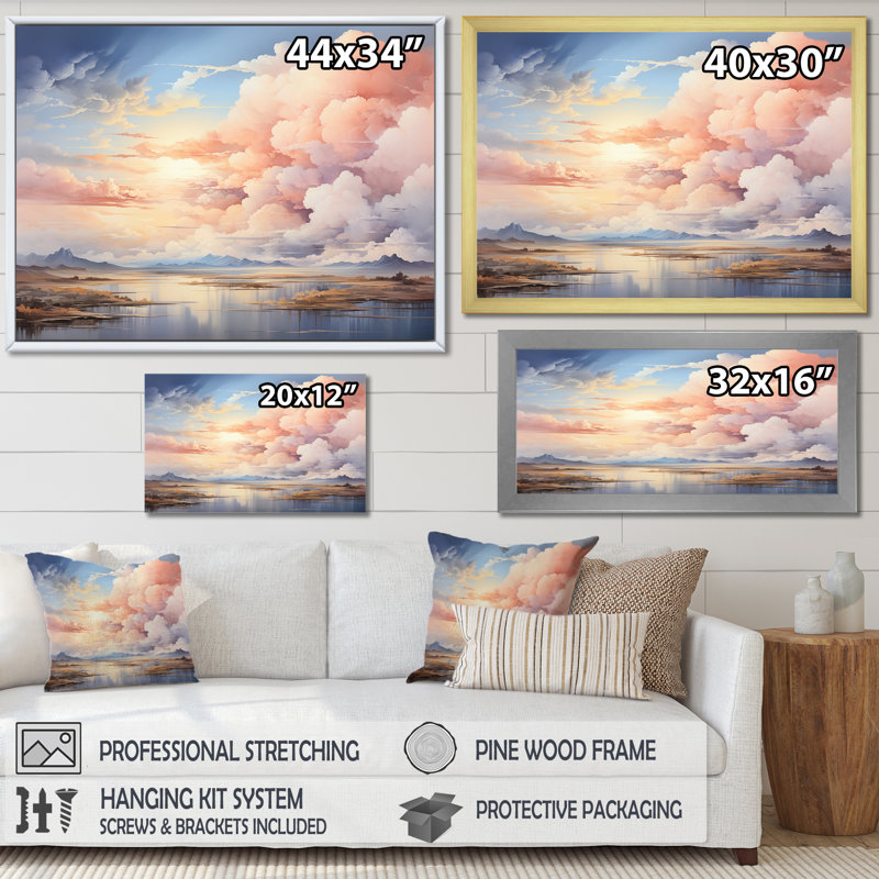 Fantaisie, ciel, paysage, minimalisme I, Toile tendue, H 16 po x l 32 po
