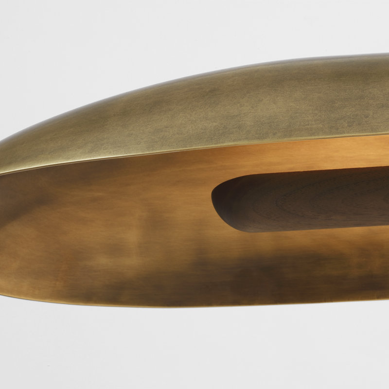 Anne-Marie Barton Remi 60" Linear Pendant, Mottled Brass and Warm Walnut