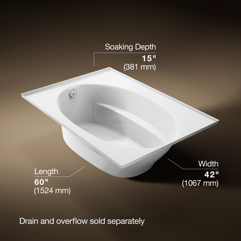 Windward® 60" x 42" Soaking Bathtub, White