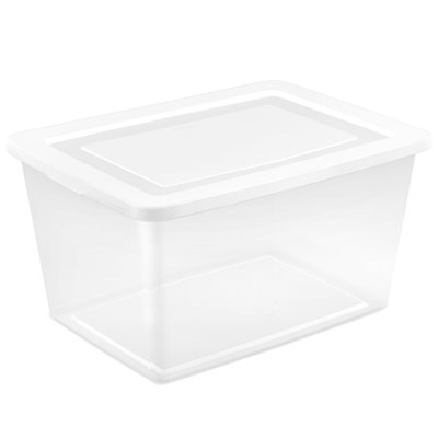Sterilite 58 Qt Storage Boxes, Clear Plastic Containers w/ Lid, Set of 24, White