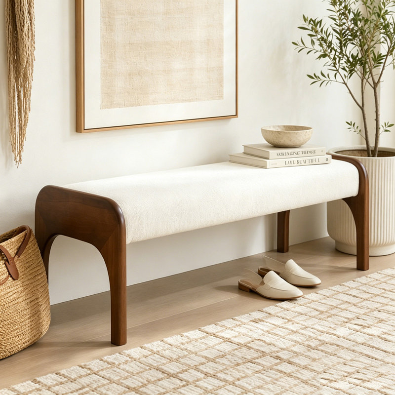 Banc long rembourré 50,25 po, Beige