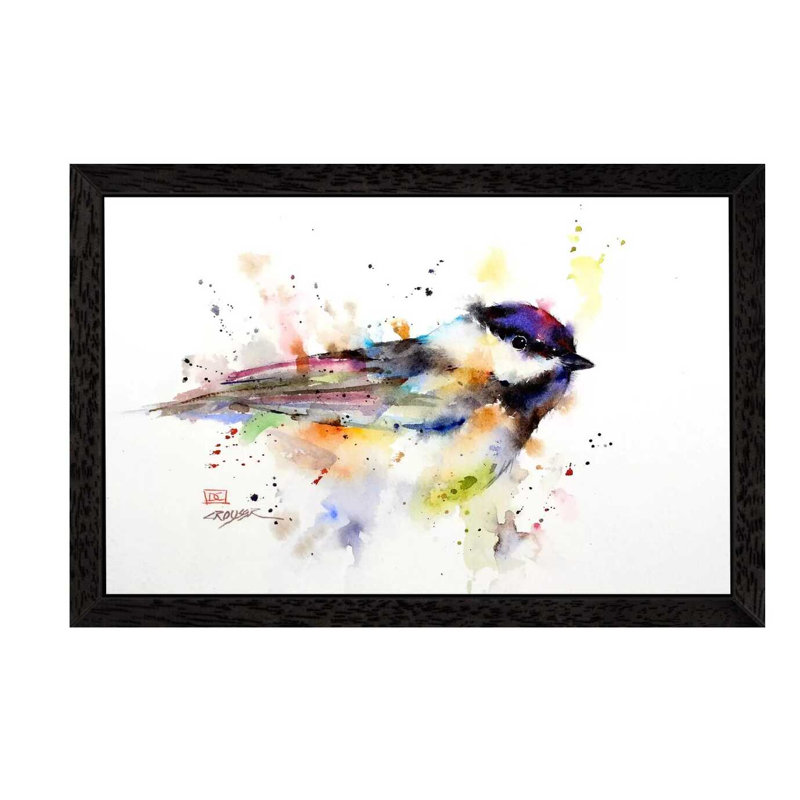 Bird by Dean Crouser - Floater Frame Painting on Canvas, Black