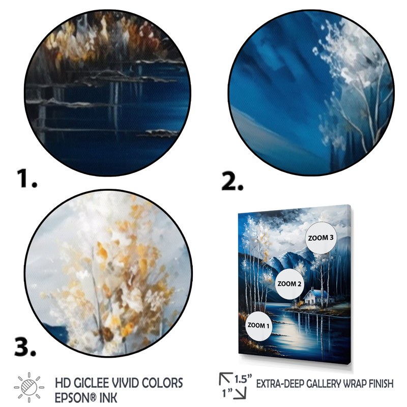 «Cabin by a Lake in Fall V», reproduction sur toile, L 12 po x H 20 po, Toile tendue