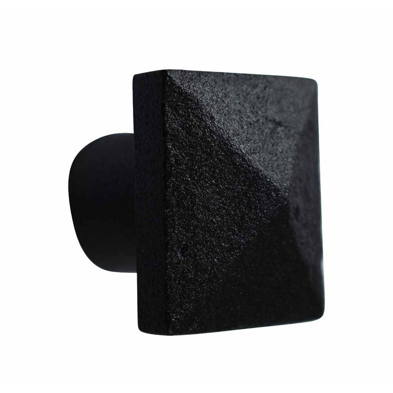 Black Square Iron Cabinet Knob with Mounting Hardware