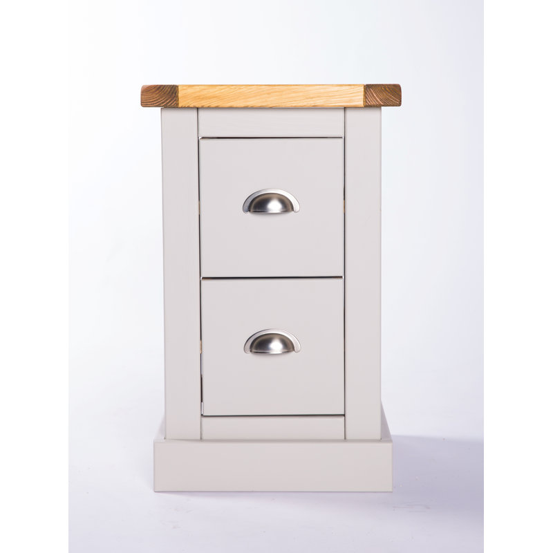 35cm W Solid + Manufactured Wood Bedside Table, Chrome Cup, Light Grey