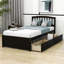 Lit plateforme simple avec tiroirs et rangement-111978646