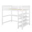 Lit mezzanine double avec tablettes et bureau-432229445