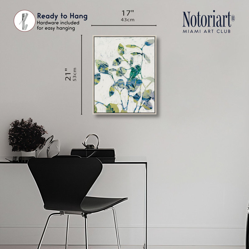 «Greenery Abstract Floral Decor» par Notoriart, H 16 po x l 20 po, Cadre argenté