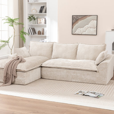 Boneless 103" Boneless Compressed Sectional Couch No Assembly Required With Pillows